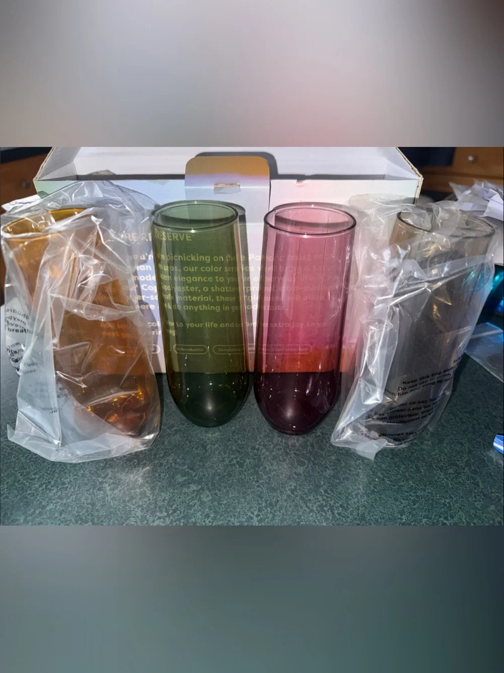Pastel 9oz Stemless Champagne Glasses - Mixed Colors